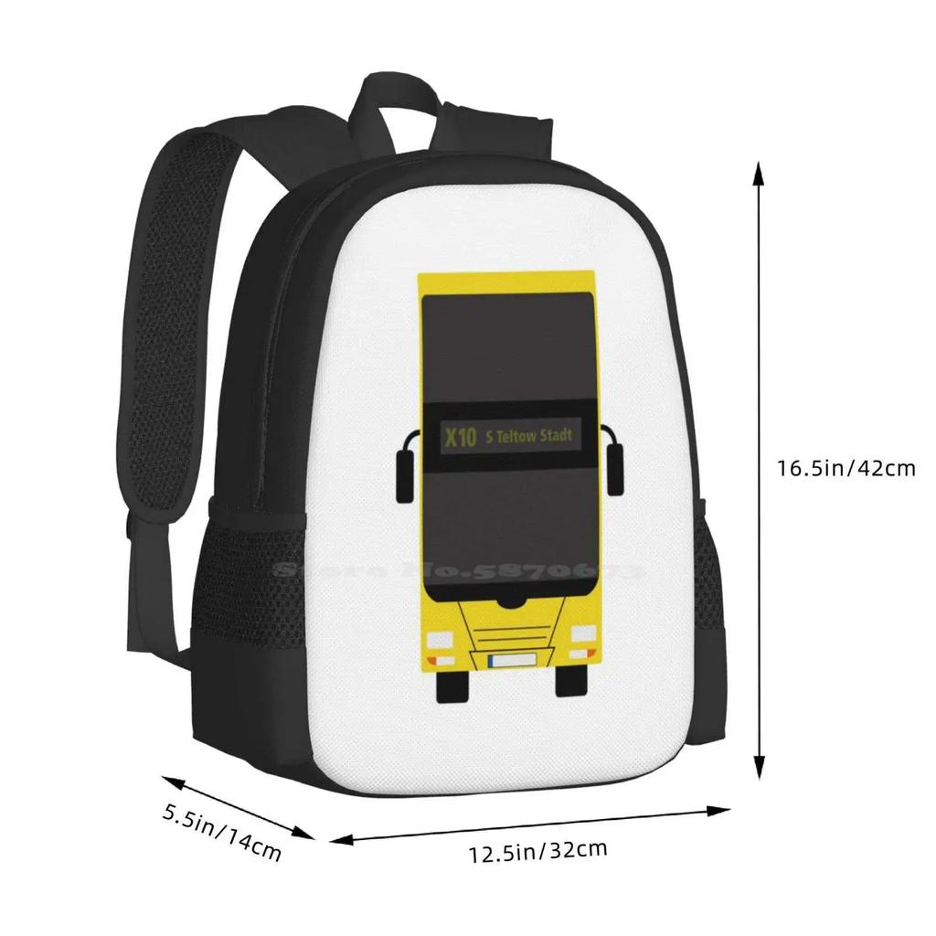 Berlin Double Decker Pattern Design Bag Student's Backpack Bus Berlin Bvg