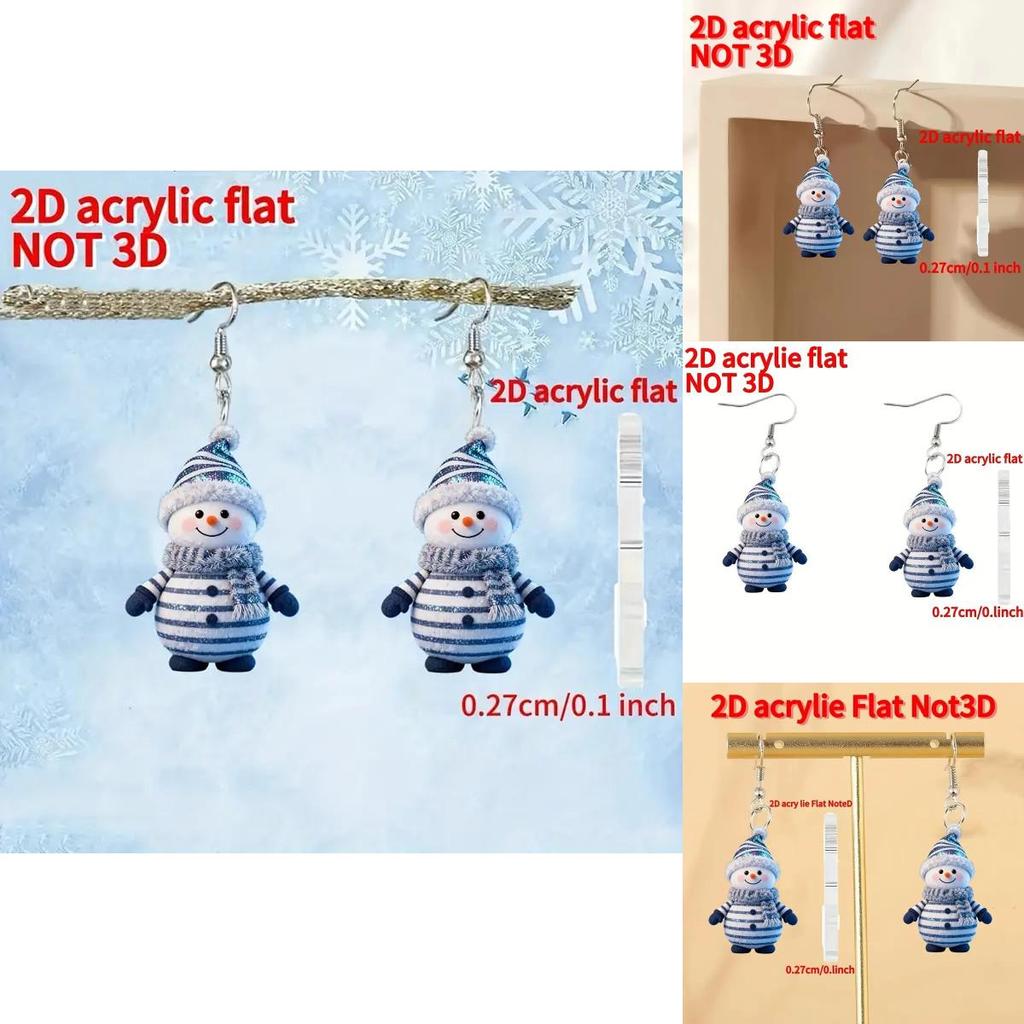 Winter Holiday Acrylic Ear Accessories With Cartoon Snowman For Seasonal Wear