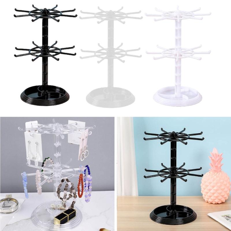 Jewelry Rotating Ring Display Holder Organizer Necklace Keychain Shelf Home Storage Rack For Earrings Watch Showcase