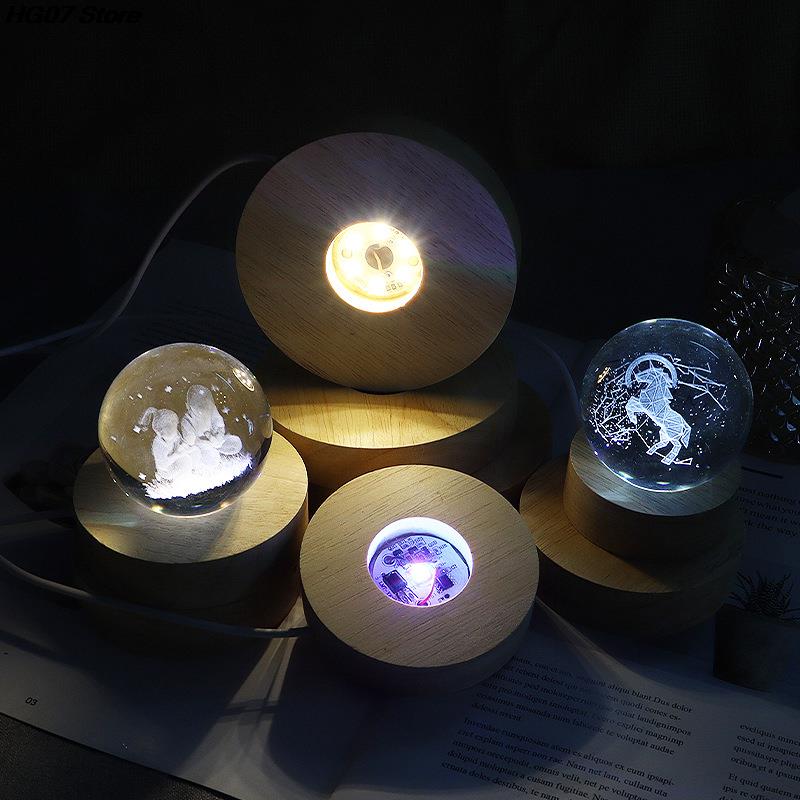 1PC Dia.6cm 5V 1Meter Round USB Wooden Light Base with switch LED Light Rotating Display Stand Lamp Base Home Decoration 1.2W