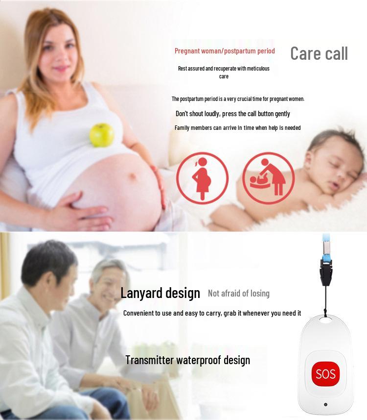 Elderly Wireless Emergency Call Button for Solitary Patients and Caregivers