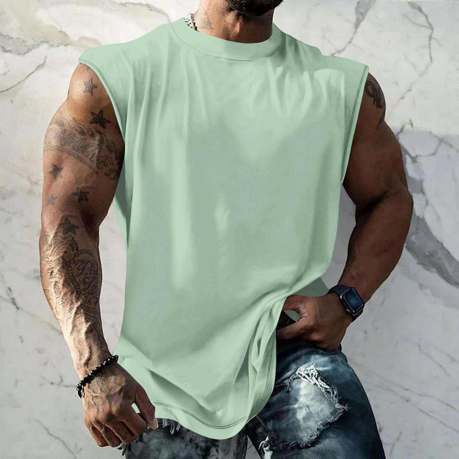 Herren Ärmelloses Tanktop Muskelshirt Lockerer Schnitt Basic Unifarben Lässige Sommer Trainingsweste für den täglichen Gebrauch XL gray