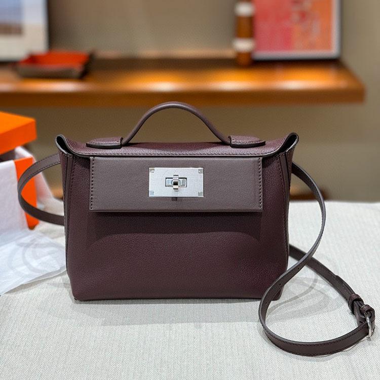 High End  All Steel Hardware Retro Bag 2424 Women's Bag Top Layer Cowhide Dumpling Bag Shoulder Bag