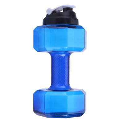 Large Capacity Dumbbell Shaped Exercise Sports Water Bottle Fitness Gym Training Cup Blue