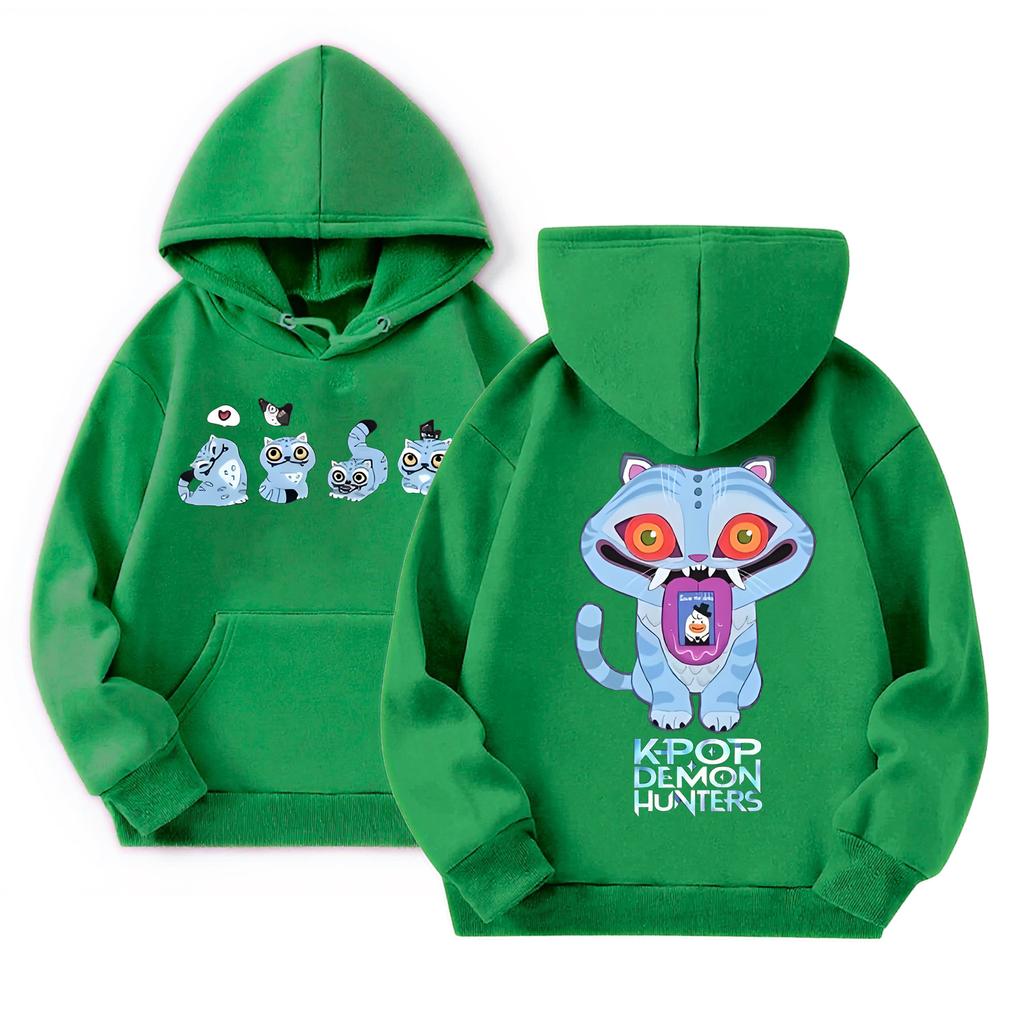 Children's Casual Round Neck Printed Pullover Long-sleeved Hooded Sweatshirt Top