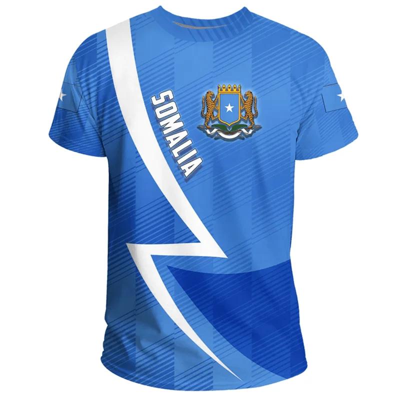 Camiseta con Estampado 3D del Emblema Nacional de la Bandera de Somalia para Hombres y Mujeres, Camisetas de Manga Corta para Deporte y Fitness de Verano, Camisetas Oversize, Tops 2024