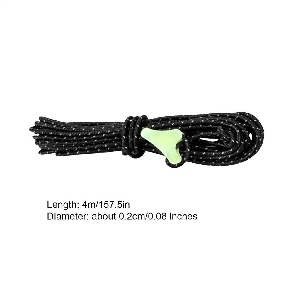 4M Windproof Tent Rope With Luminous Tensioner Awning Rope High-Strength Guy Lines Canopy Cord For Camping Tent Accessories