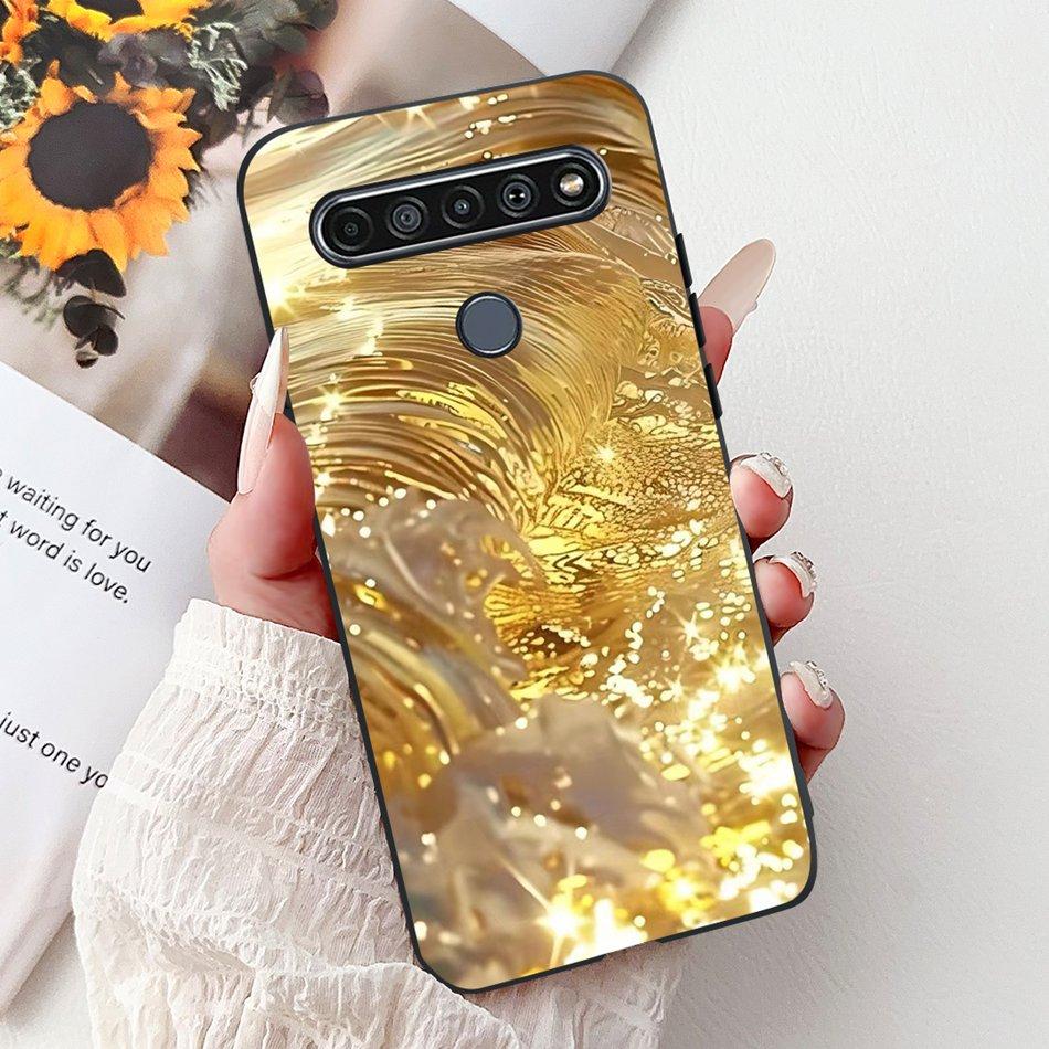 For LG K41S K51S 2020 Elegant Floral Cat Printed Phone Case For LG K41S K51S LM-K410 LM-K510 Black Silicone Soft Cases
