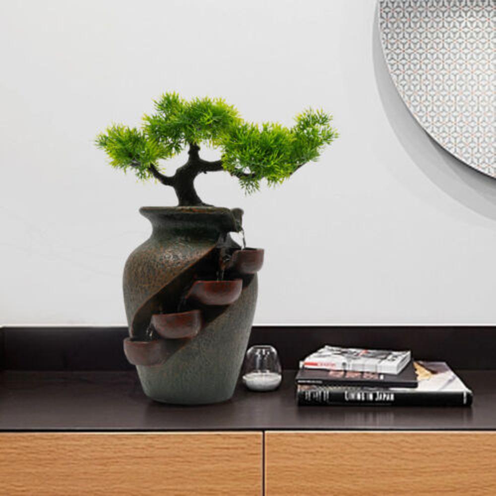 

Bymaocar 2.5w Brown Tabletop Fountain Mini Waterfall for Indoor Spaces Relaxation Water Feature Festival Gift with Water Pump