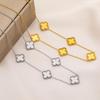 Titanium Steel Double-sided Clover Necklace Vacuum Environmentally Friendly 18K Gold Necklace