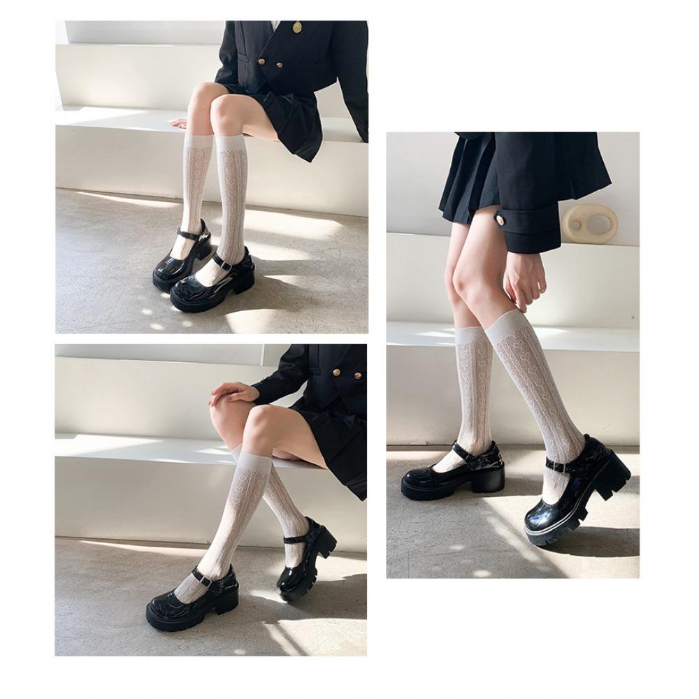 Japanese Jk Calf Socks Women's Ins Tide Summer Thin Stockings Love Lace Lolita Sexy Mesh Socks Women