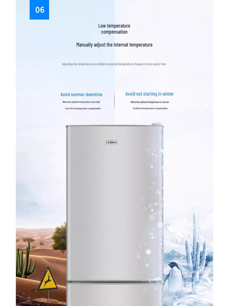 Chigo 57-239L Three-Door Refrigerator: Household Preferred, Large Capacity, First-Class Energy Efficiency, Multi-Temperature Zones.