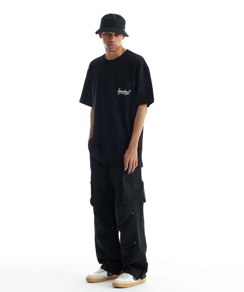CREAM SODA LAB Wide Parachute Cargo String Four-Way Stretch Rivet Pants