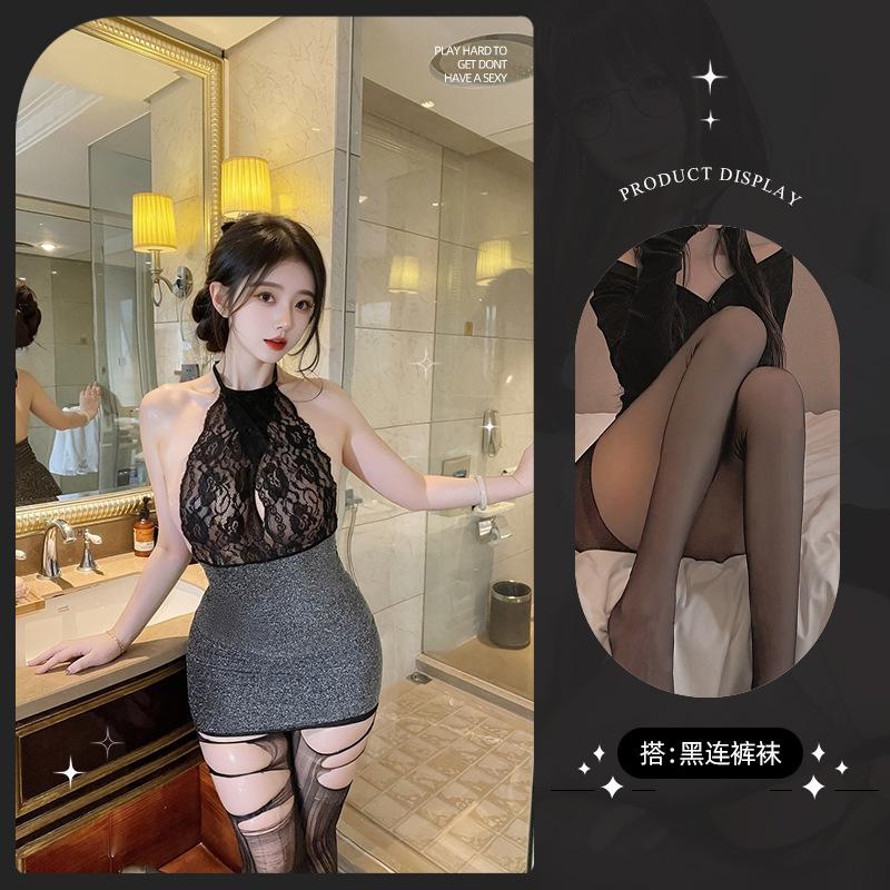 Sex underwear pure desire hottie shiny sexy neck uniform shiny temptation royal sister secretary hip skirt