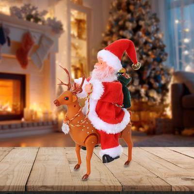 Weihnachtsschlitten und Rentier Spielzeug Weihnachtsdekoration Tischmittelstück mit Musik Animierte LED für