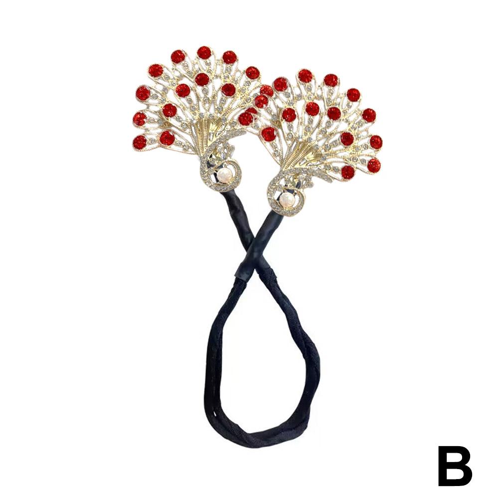 Fashion Pearl Peacock High-end Headbands Updo For Women Girls Hair Head Accessories Meatball Pa T6Z8