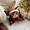 Christmas Kitten Pillowcase Bedroom Sofa Cushion Cover 100% Polyester Living Room Cushion Pillowcase Soft Home Decor 45X45Cm