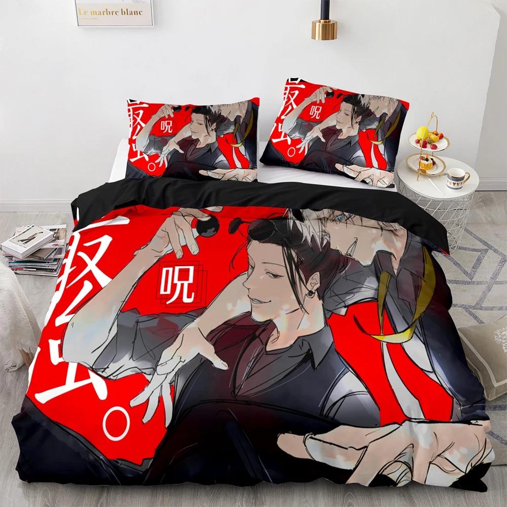 Set lenjerie de pat Anime Jujutsu Kaisen Satoru Gojo Băieți Fete Dimensiune Twin Queen Față de pilotă Față de pernă Pat Copii Adulți Textile pentru casă Instrument textil