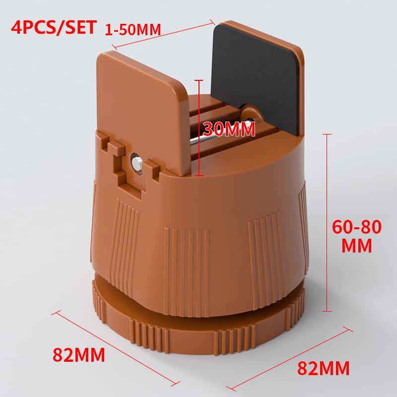 4PCS/SET Table Leg Pads Height-Adjustable Pads for Home Clamp-On Base Pads for Bed Legs Sofa Coffee Table Furniture Premium Materials