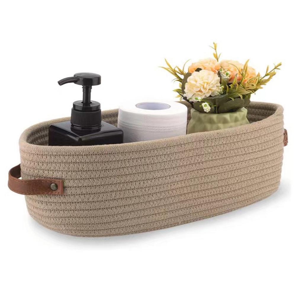 Cartoon Woven Cotton Rope Storage Basket for Cat, Remotes, Sundries, and Cosmetics