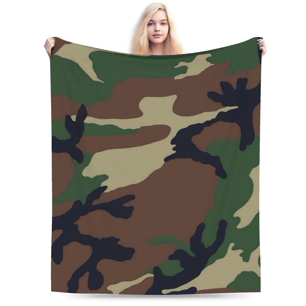 Green And Brown Camo Super Soft Blankets Kids Adult Plush Throw Blanket Fashion Bedroom Flannel Bedspread Sofa Bed Cover