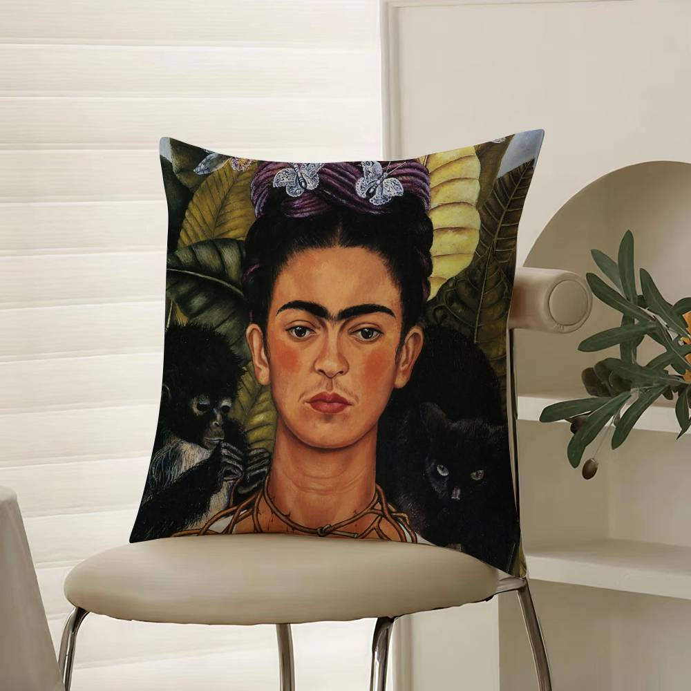 Modern Art Works Frida Kahlo-Beautiful Pillow Case Comfort Sofa Bed Silky Elegant Invisible Zipper Decorative Cushion Cover