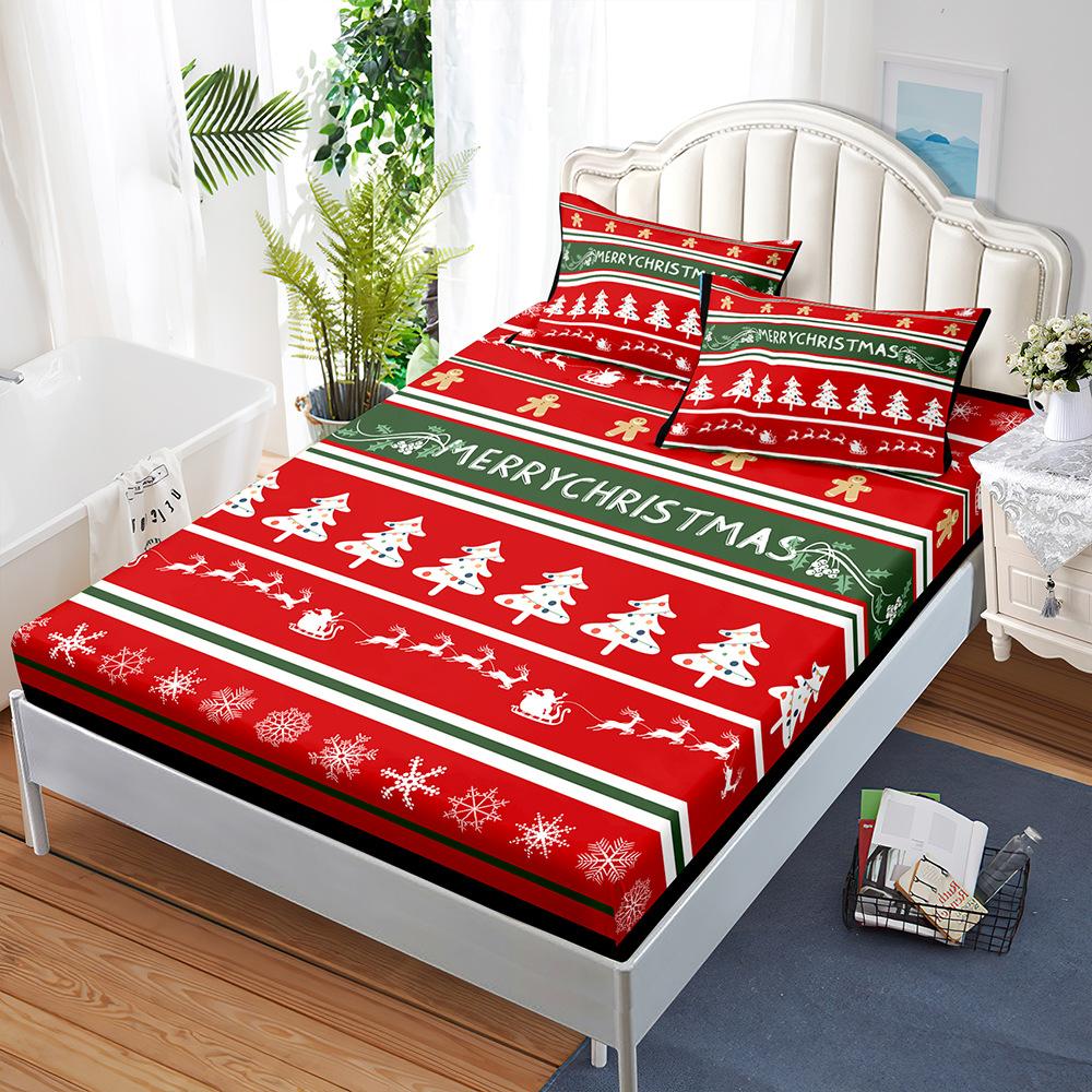 Blatt Dreiteilige Tagesdecke Kissenbezug Weihnachten Matratzenschutzhülle