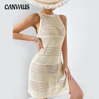 Women's Cover Ups Cutout Knit Beach Jacket Bikini Cover Up Beachwear