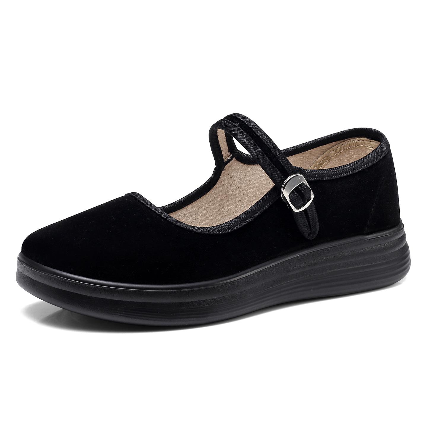 Women s Low-heeled Shoes, Canvas Shoes, Soft-soled Anti-slip Shoes 35 чёрный