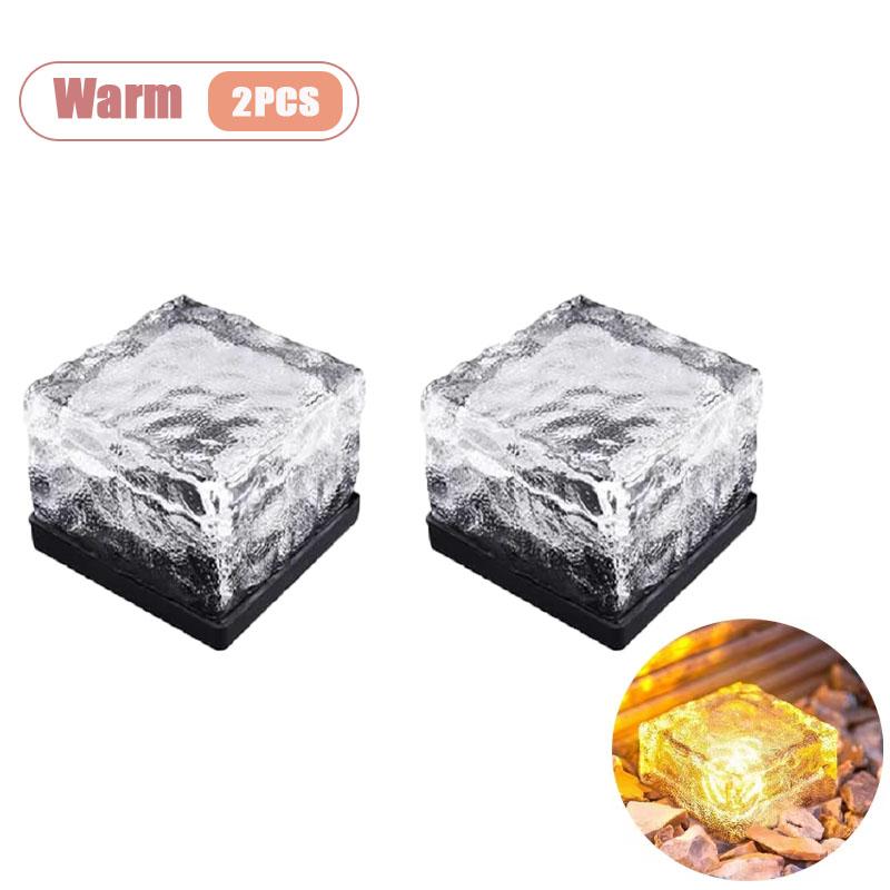 1-8PCS Solar Ice Cube Lights Glass Brick Landscape Lamps Square Glass Outdoor Pathway Garden Yard Decor Illumination