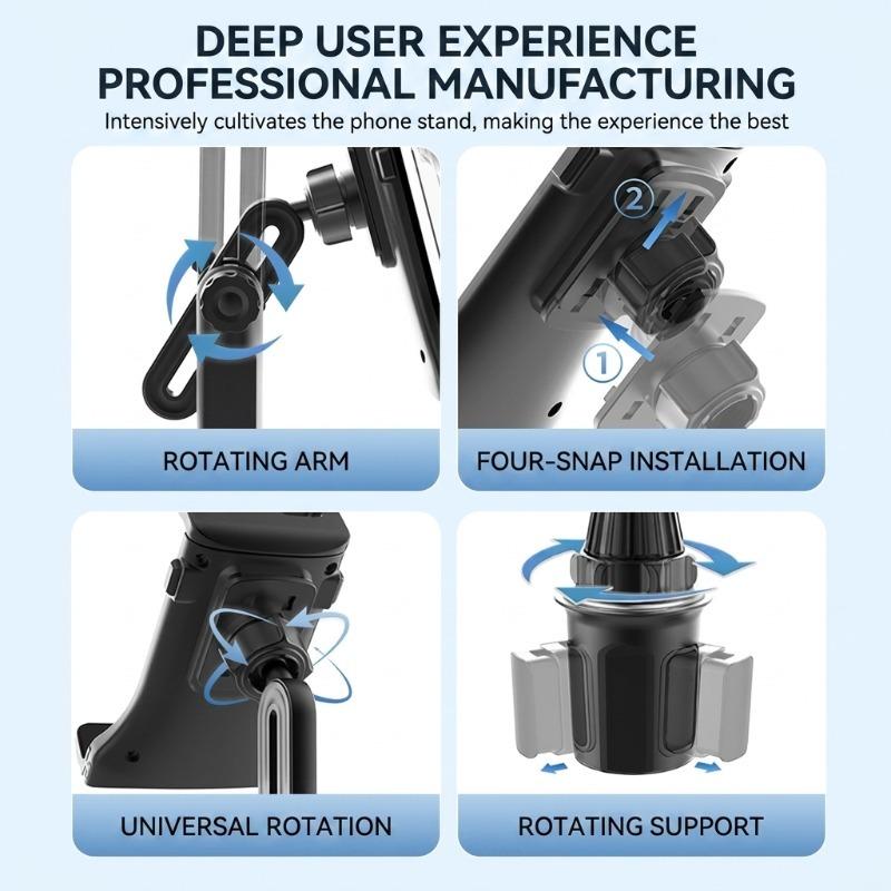 Car Cup Holder Long Arm Design Universal Vehicle Mount Stable Support Compatible Tablets Smartphones AdjustableTablet Stand