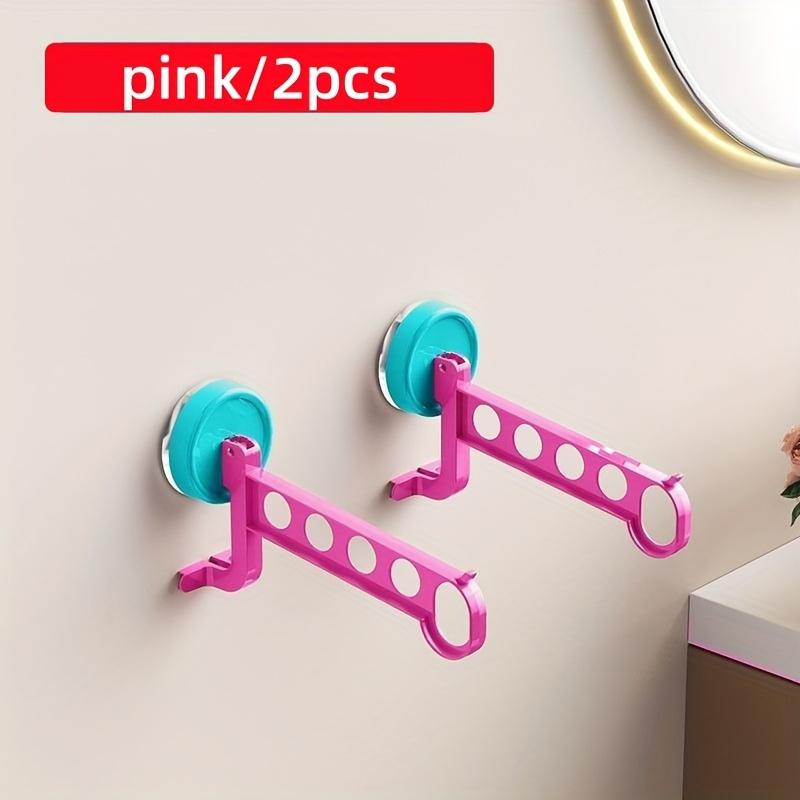 

Colorful Suction Cup Hangers - Pink, Green, Blue, Red - Portable 5-Hole Laundry Rack for Travel, Hotels & Home Use, Drying Racks