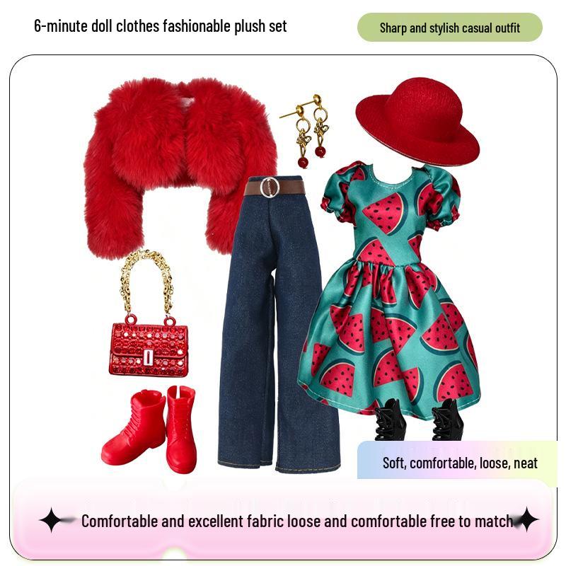 6-Point Jointed BJD 30cm Barbie Doll Clothes & Fashion Bag Set - Fairy Supermodel Xinyi Collection