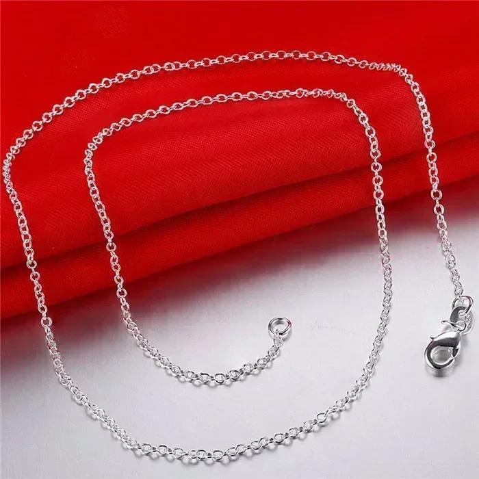 5pcs/lot 925 Silver Chain necklace,Fashion Men/Women DIY Jewelry Rolo Chain 1mm Necklace 16 18 20 22 24"