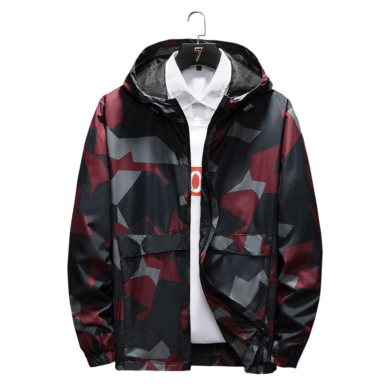 

Чоловіча весняно-осіння куртка з тонким прорізом, повсякденна куртка з штампами, вітровка, спортивна куртка на відкритому повітрі, чоловіча толстовка 5XL червоний