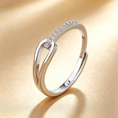 Geometric Female Waterdrop Buckle 925 Sterling Silver Jewelry Ins Trendy Diamond Opening Rings 02894