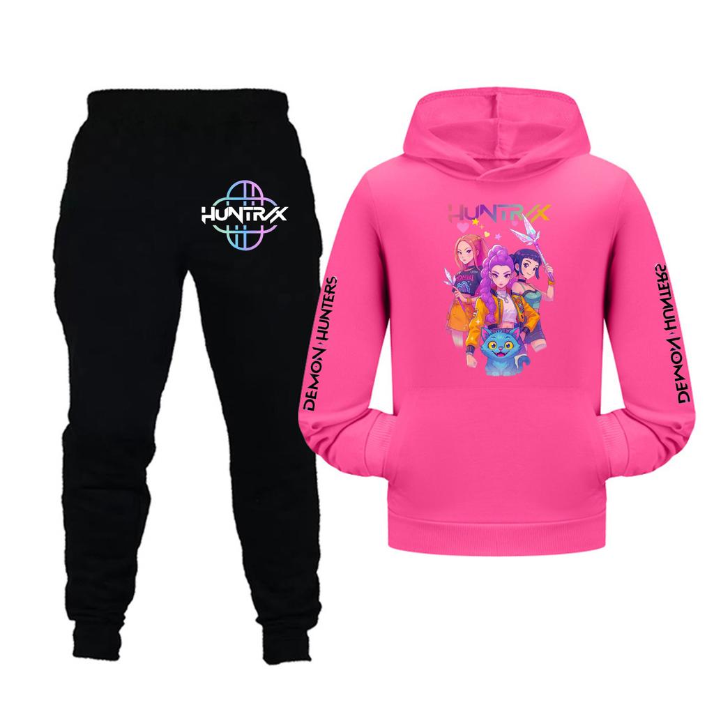 Kids Girls Long Sleeve Hooded Sweatshirt And Pants Set For Toddler And Big Kids 2Pcs Outfits
