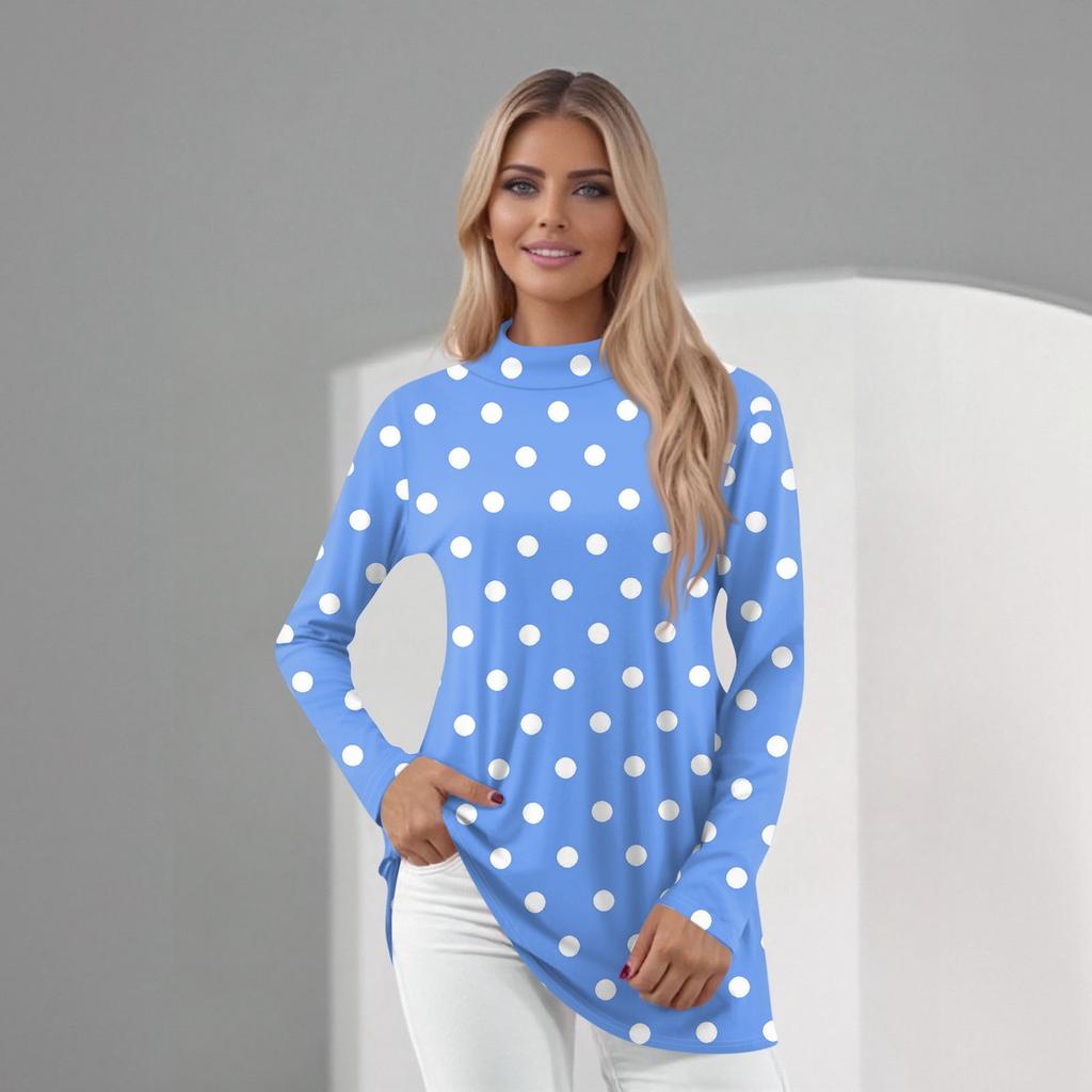 Women's Daily Casual Long Sleeve Mid Collar Top