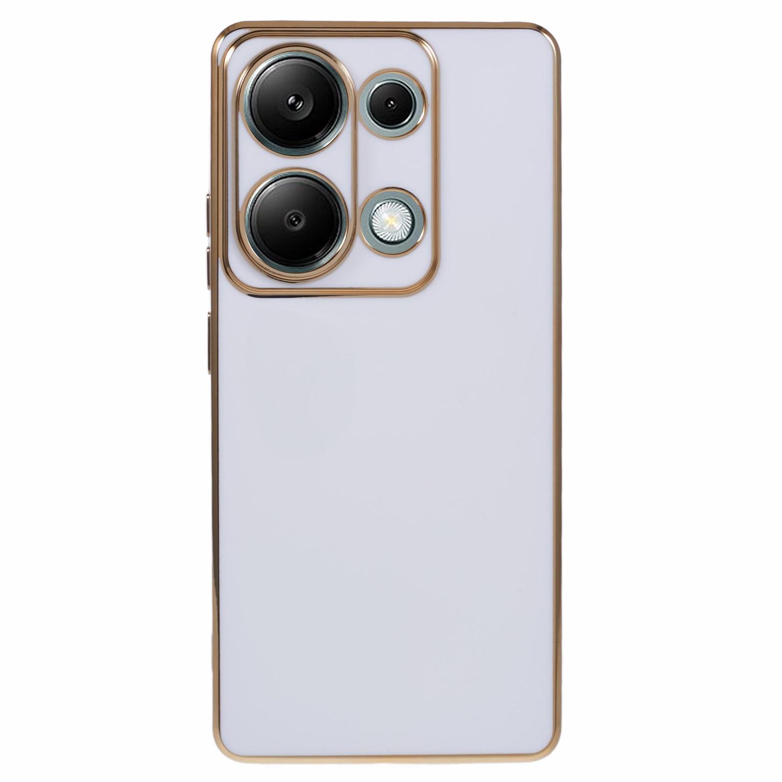 

For Xiaomi Redmi Note 13 Pro 4G/Poco M6 Pro 4G Case TPU Phone Cover 6D Electroplating Aesthetic Trendy White