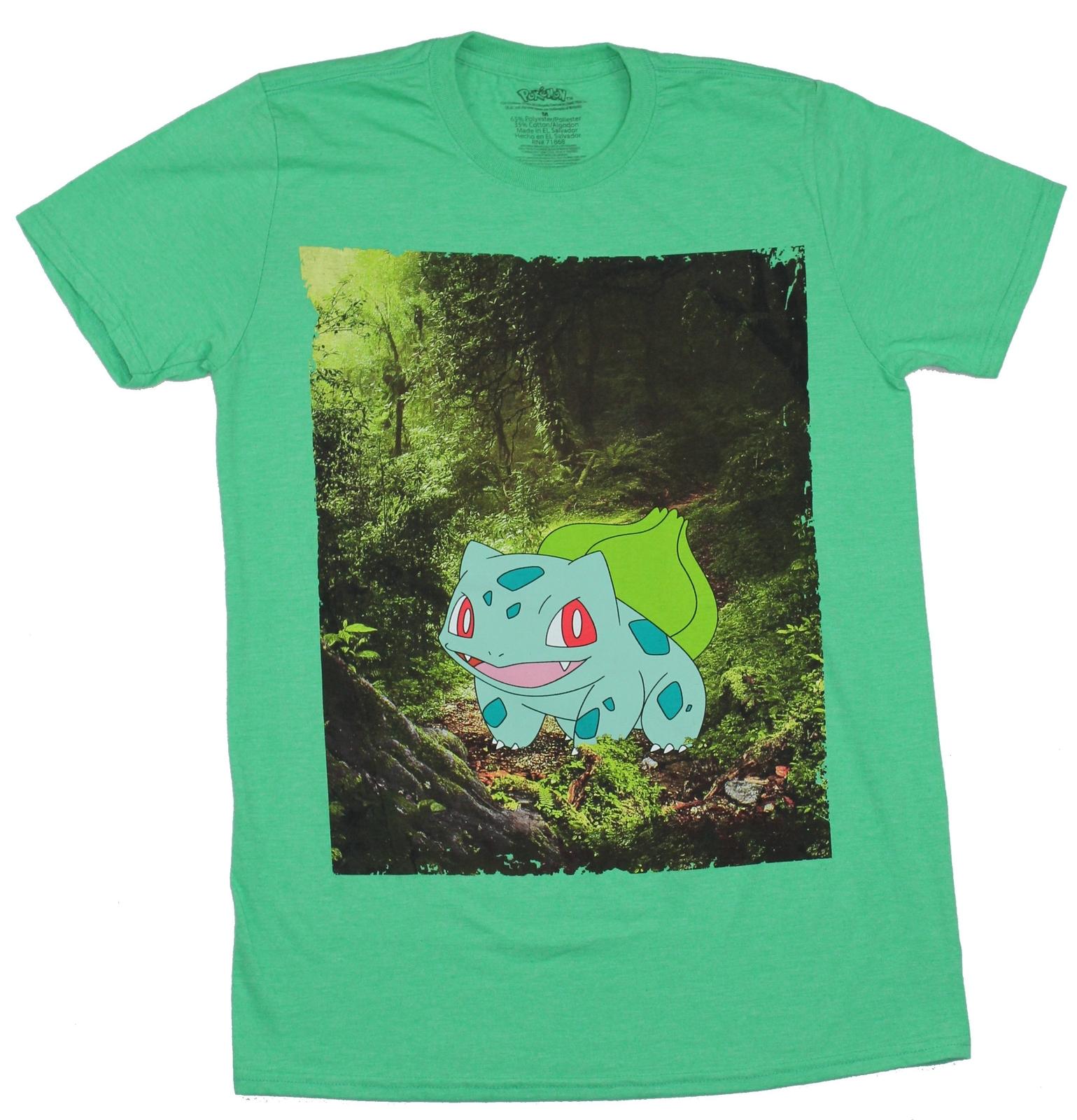 Pokemon Adult New T-Shirt - Bulbasaur hanging out in the real Woods M