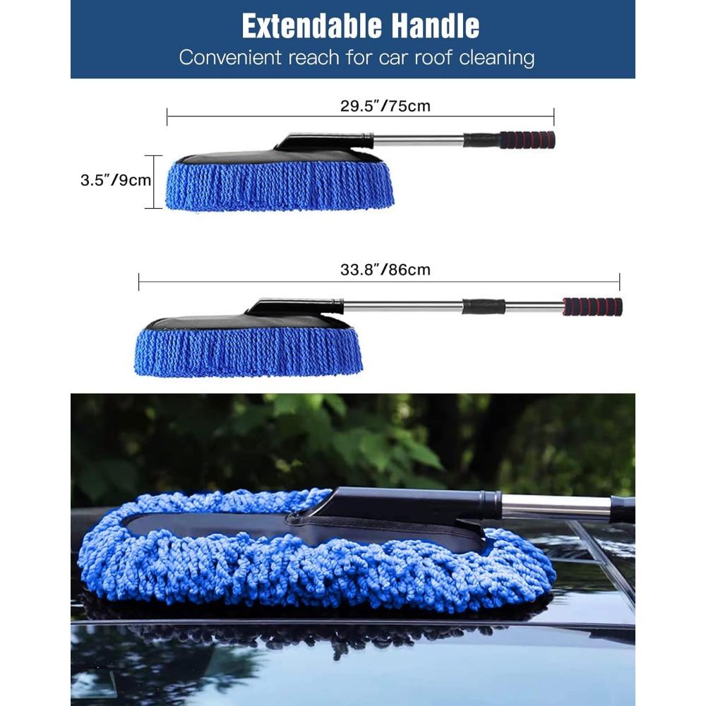 Car Duster Extendable Long Handle Microfiber Car Duster Exterior Scratch Free Car Cleaning Tool Car Dust Brush
