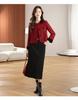 Genuine French Lapel Jacket: Women's Autumn/Winter Angora Red Wool Coat