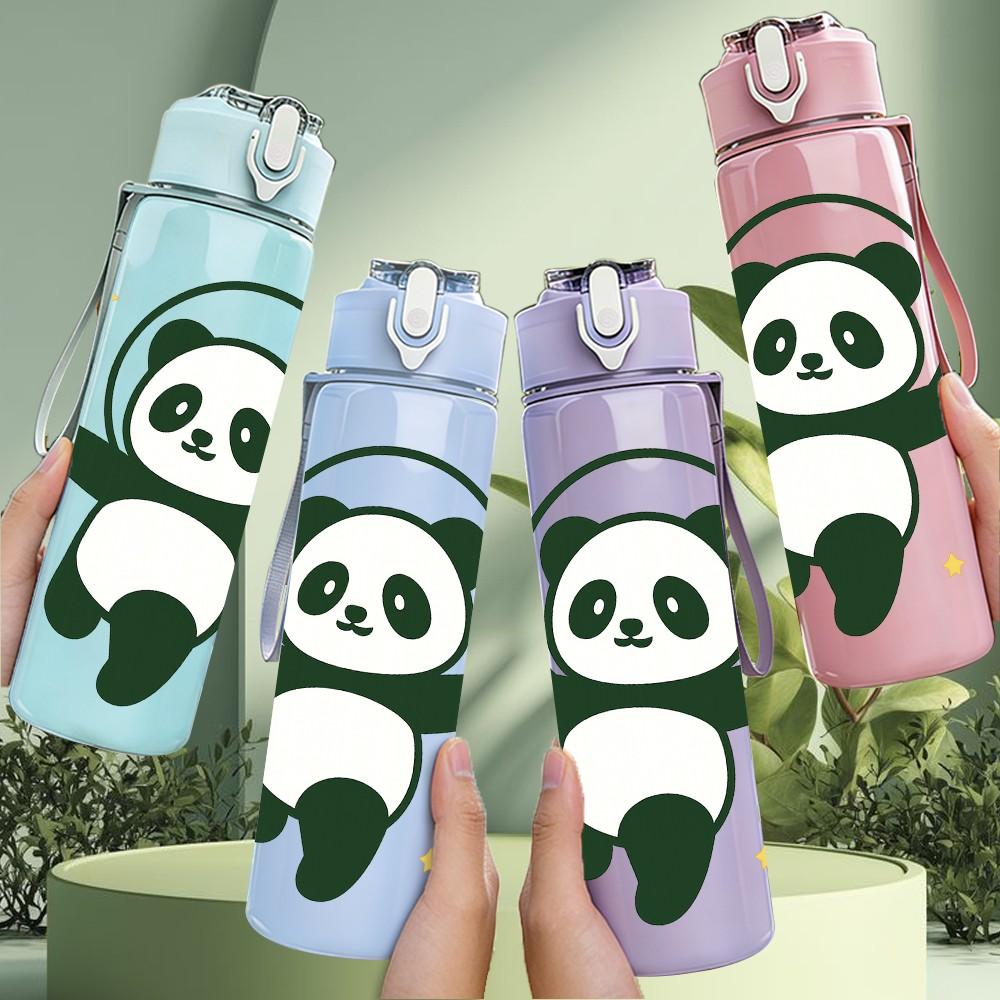 1PC Cute Panda Bear 750ml Color Plastic Sports Water Bottle Leakproof Flip Straw Lid Suitable for Sports Office Home Use