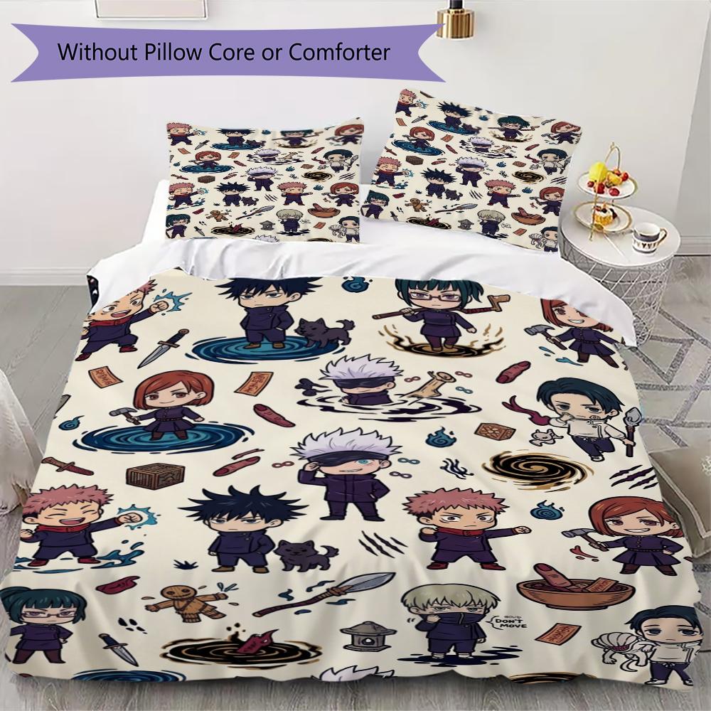 

Jujutsu Kaisen Pattern Bedding uilt Set uilt Cover Pillowcase Home Decoration Birthday Gift (1 * duvet cover + 2 * pillowcase without core) 135x200cm