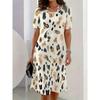 Breathable round neck short-sleeved T-shirt dress Summer casual short-sleeved women's T-shirt dress Women's dress