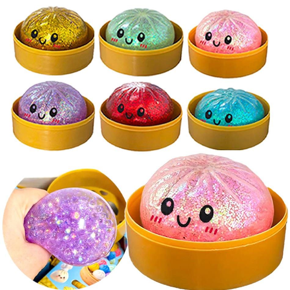 Activating Toys Realistic Giant Dumpling Squeeze Toy With Bamboo Steamer Soft Tpr Dough Ball Decompression Fidget Toy Creative Funny Gift