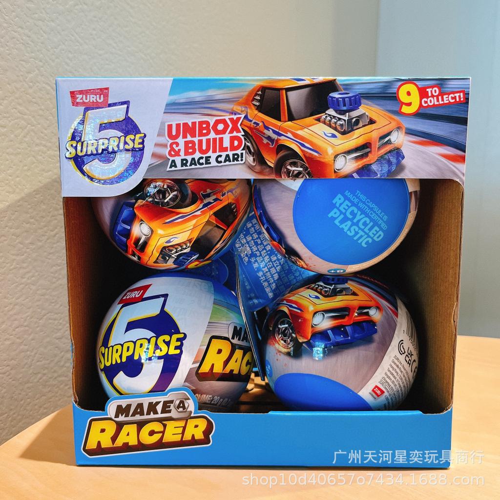 Zuru 2025 Latest Surprise Blind Box 5 Surprise Q Style Race Car Plaything Model 77625 Unbox Build Surprise Egg 9 To Collect Styles Gift