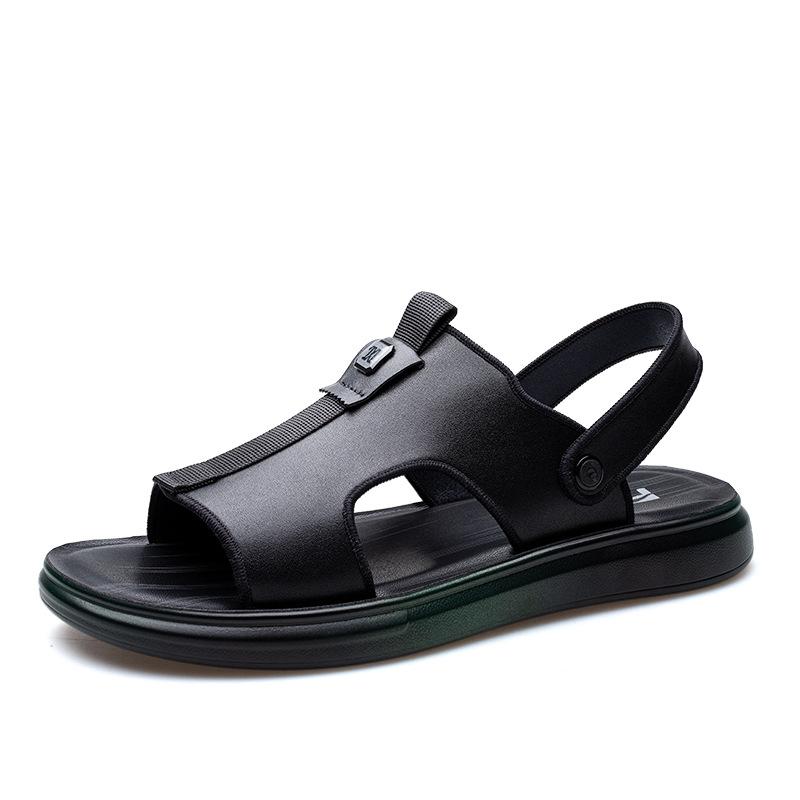 

Фирменные новые летние мужские сандалии, пляжная мужская обувь для отдыха, сандалии из натуральной кожи высокого качества, модные мужские сандалии 38 чёрный