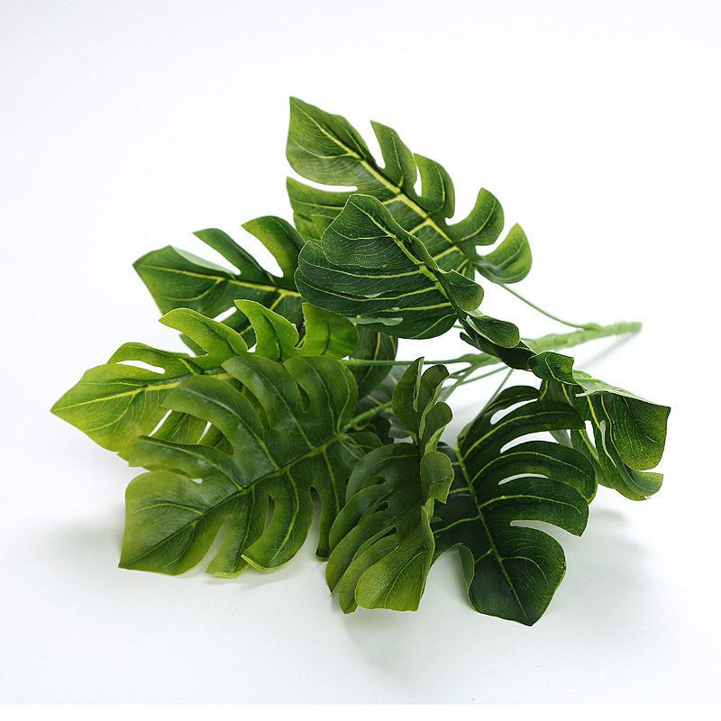 Artificial Pothos & Monstera Leaves Wall Decor for Living Room - Small Potted Greenery Arrangement
