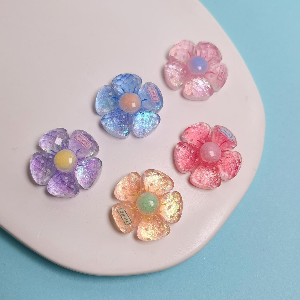 100Pcs Cute Resin Transparent Small Flower Flatback Resin Accessories Headwear Earrings Jewelry Garment DIY Craft Supplies